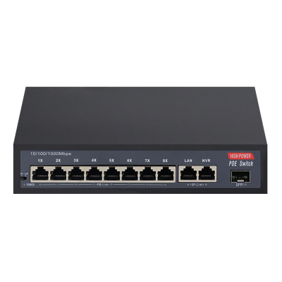 ​​​​​​​10 Port GAIGABIT (8+2+1) 2 up-link + 1SFT port ultra hd network ethernet imported poe switch